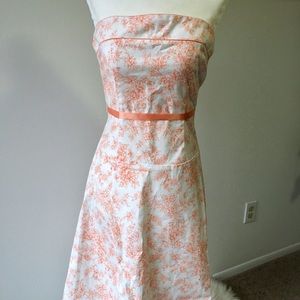 Strapless Peach & White Dress